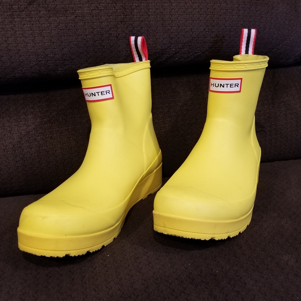Women Hunter Boots Short Play Boots Original Hunter Rain Boots Yellow 9